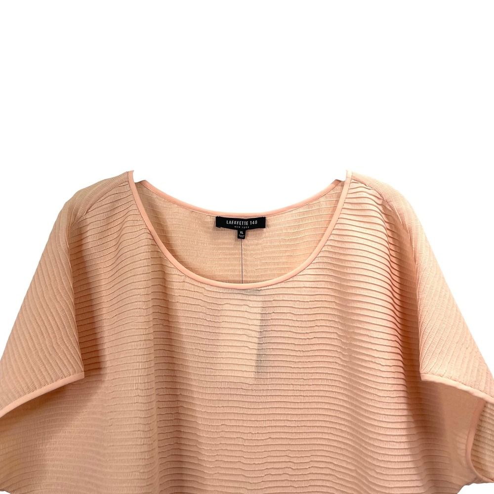 NEW Lafayette 148 Aura Pink Gauze boxy Blouse top Size XL peach pink textured - Picture 3 of 9